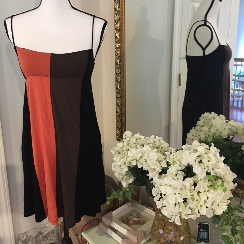 Sneak peak stripe colorblock strappy black dress
